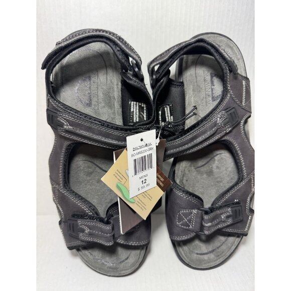 NEW Sandals Brown Oak Men Extra Large 12 Black Adjsutable straps NWT Summer